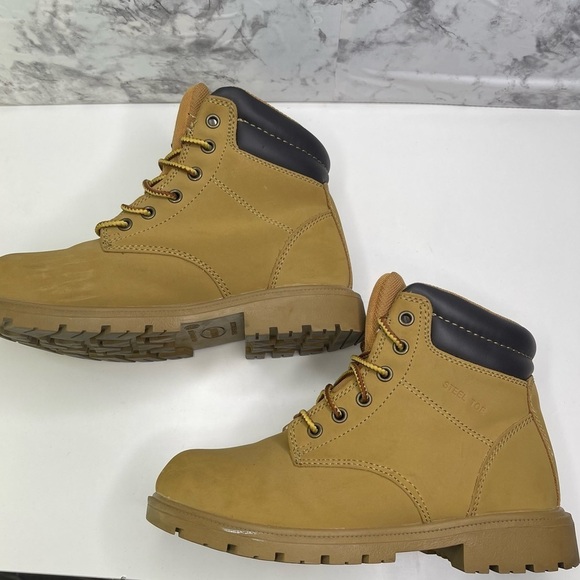 Brahma Work Boots Women’s Size 7.5 Steel Toe Padded Ankle Safety Shoes Brown - Picture 8 of 11